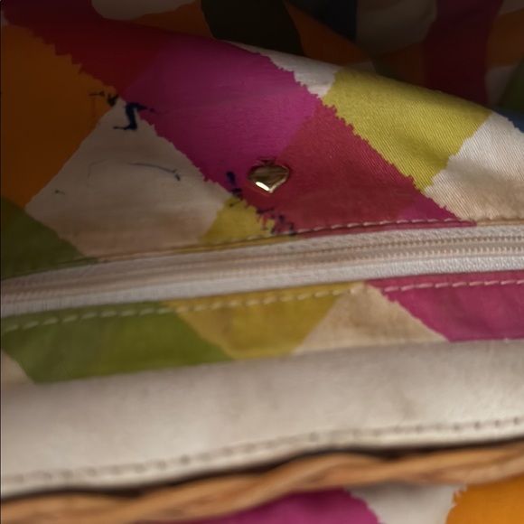 Kate Spade Tan and Cream Satchel with Woven Wicker Design - Picture 11 of 17